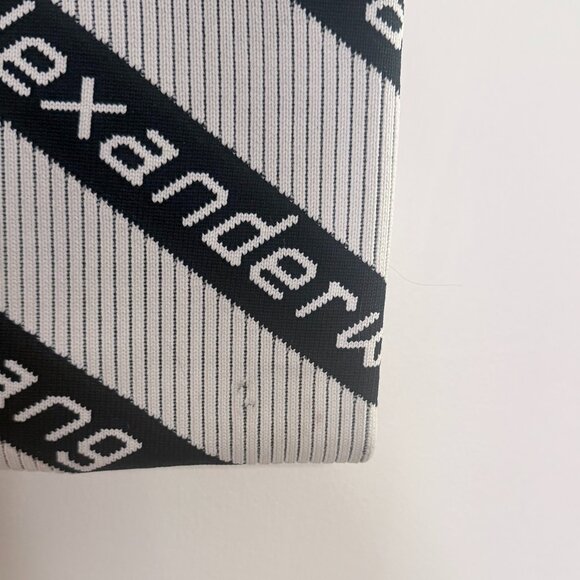 Alexander Wang Knit Jacquard Diagonal Logo Shopper Tote Black White - Picture 7 of 10